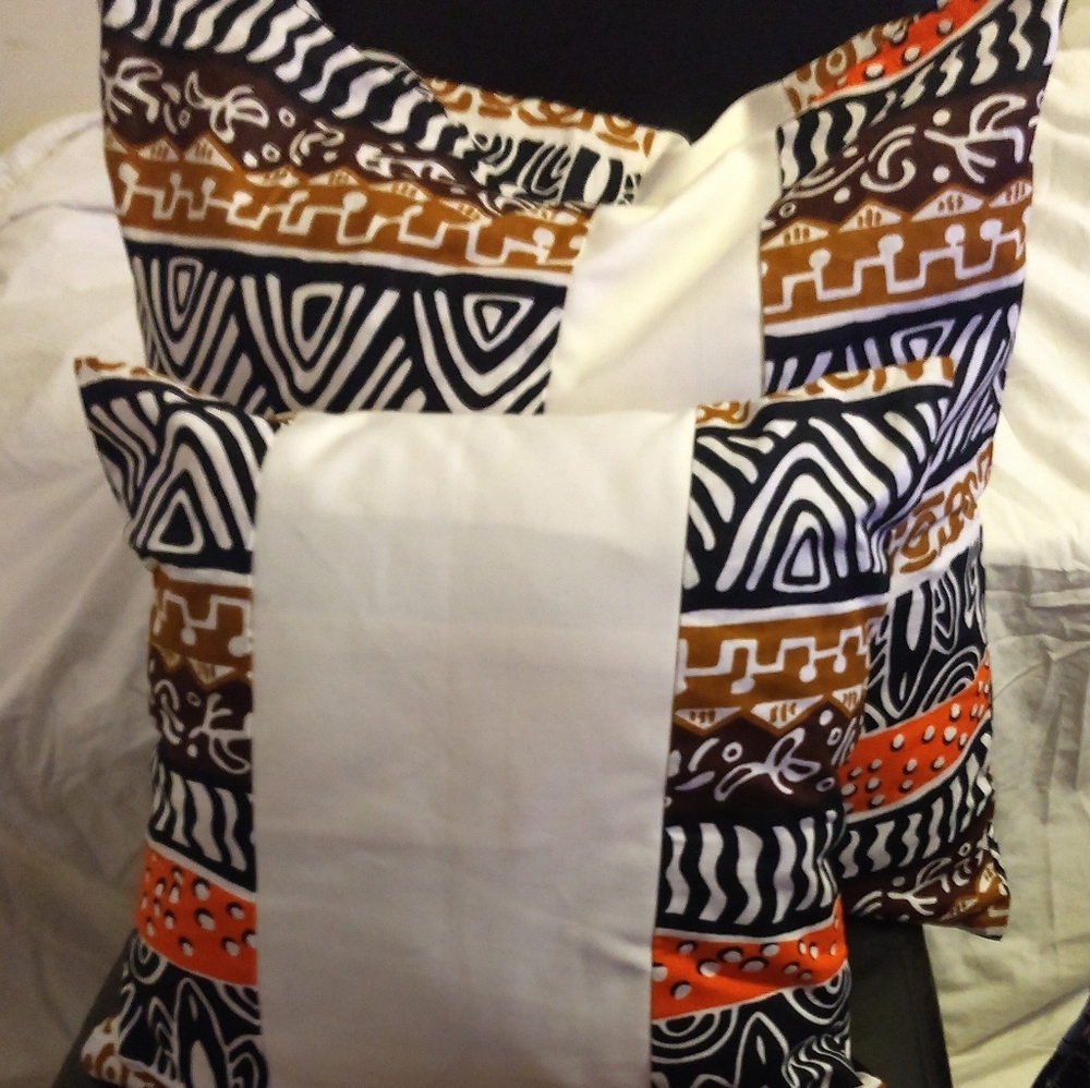 African Print Pillow Cover with Zipper